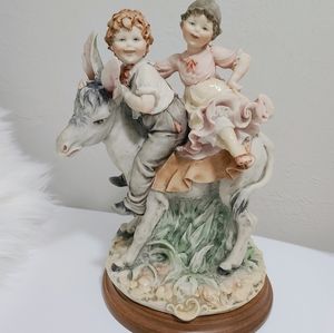 Capodimonte B. Merli Children on Donkey Sculpture